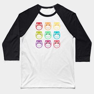 Rainbow Cute Pastel Baby Owls Baseball T-Shirt